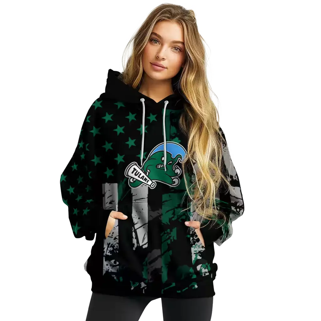 custom tulane green wave distressed flag green black hoodie high quality custom tulane green wave distressed flag green black hoodie high quality