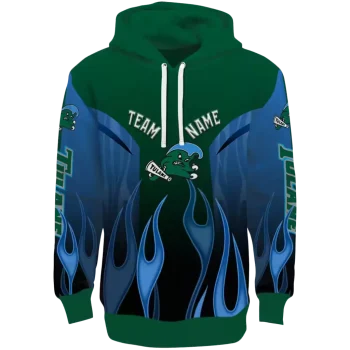 custom tulane green wave flame design green hoodie best selling