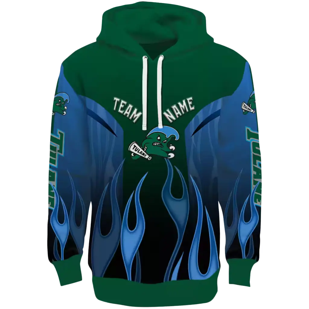 custom tulane green wave flame design green hoodie best selling custom tulane green wave flame design green hoodie best selling