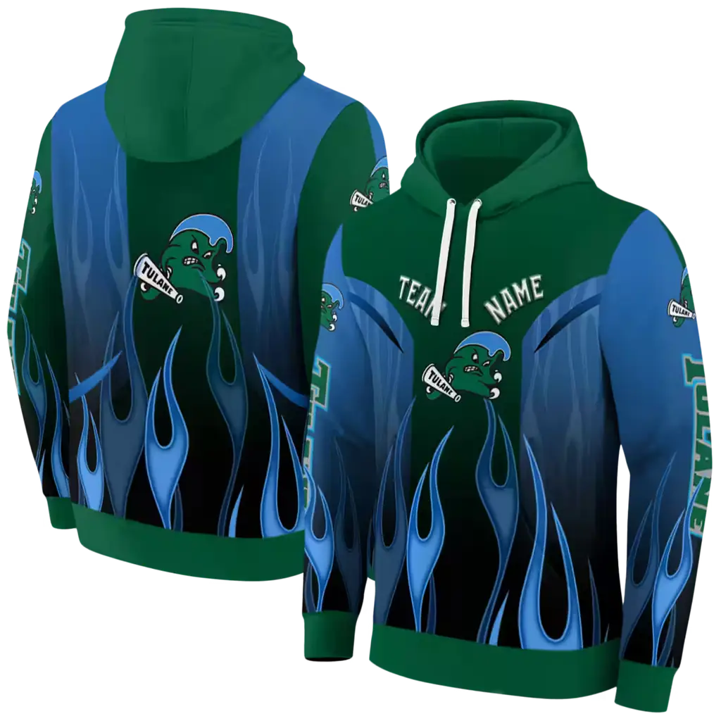 custom tulane green wave flame design green hoodie fashion forward custom tulane green wave flame design green hoodie fashion forward