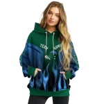custom tulane green wave flame design green hoodie best selling