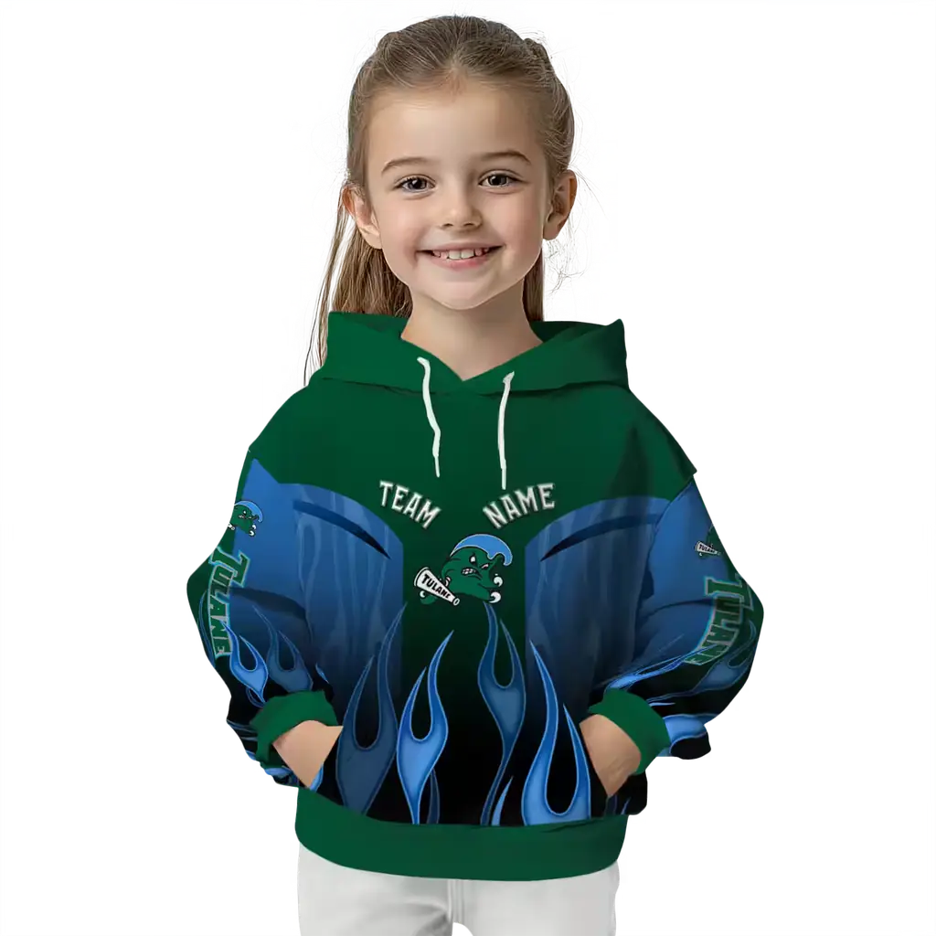 custom tulane green wave flame design green hoodie top rated custom tulane green wave flame design green hoodie top rated