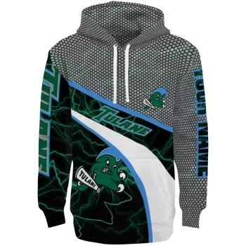 custom tulane green wave hexagonal mesh green black gray hoodie best selling