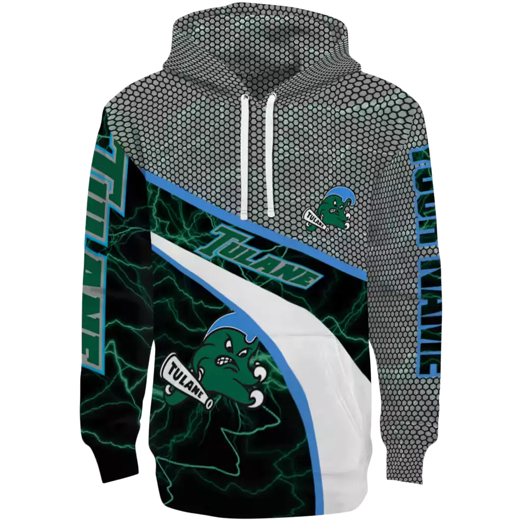 custom tulane green wave hexagonal mesh green black gray hoodie best selling custom tulane green wave hexagonal mesh green black gray hoodie best selling