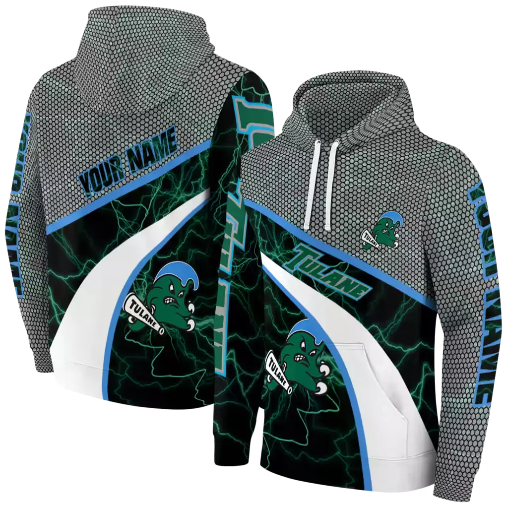 custom tulane green wave hexagonal mesh green black gray hoodie fashion forward custom tulane green wave hexagonal mesh green black gray hoodie fashion forward