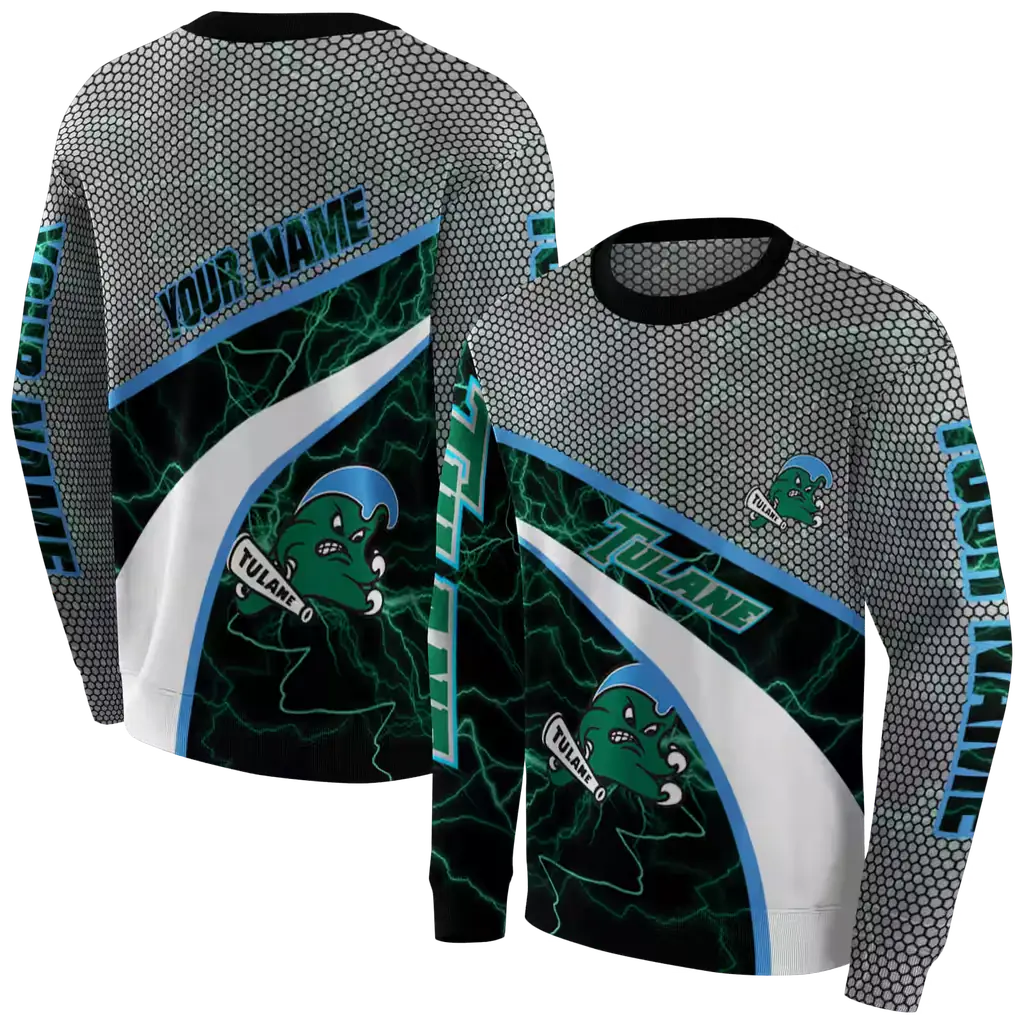 custom tulane green wave hexagonal mesh green black gray hoodie premium grade custom tulane green wave hexagonal mesh green black gray hoodie premium grade