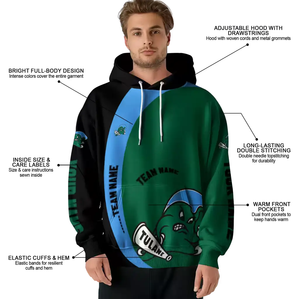 custom tulane green wave minimalist design green black hoodie latest model custom tulane green wave minimalist design green black hoodie latest model
