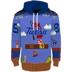 custom tulsa golden hurricane mario blue black hoodie best selling