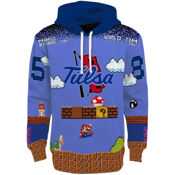 custom tulsa golden hurricane mario blue black hoodie best selling
