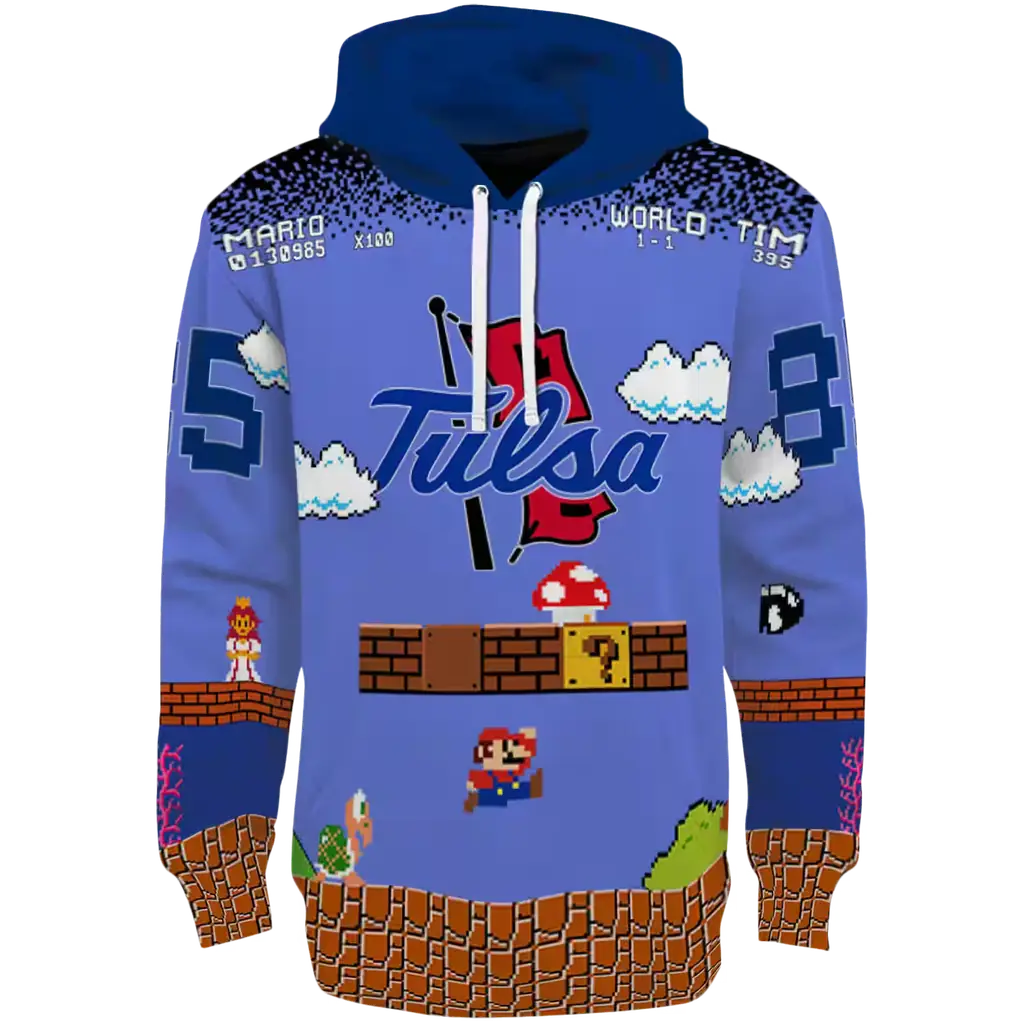 custom tulsa golden hurricane mario blue black hoodie best selling custom tulsa golden hurricane mario blue black hoodie best selling