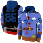 custom tulsa golden hurricane mario blue black hoodie best selling