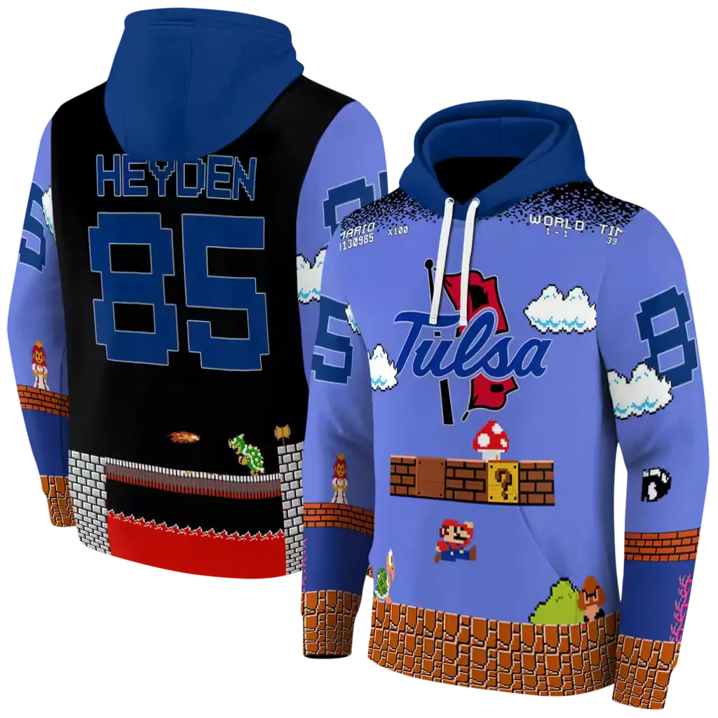 custom tulsa golden hurricane mario blue black hoodie fashion forward custom tulsa golden hurricane mario blue black hoodie fashion forward
