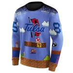 custom tulsa golden hurricane mario blue black hoodie best selling