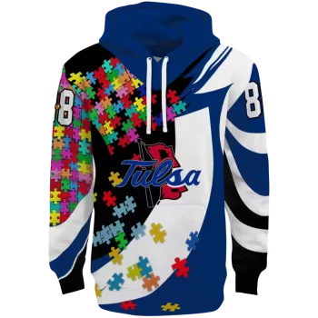 custom tulsa golden hurricane puzzle pieces blue hoodie best selling