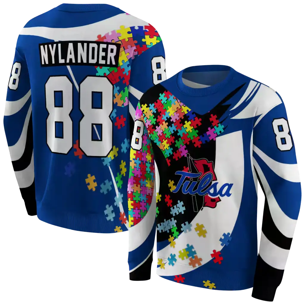 custom tulsa golden hurricane puzzle pieces blue hoodie premium grade custom tulsa golden hurricane puzzle pieces blue hoodie premium grade