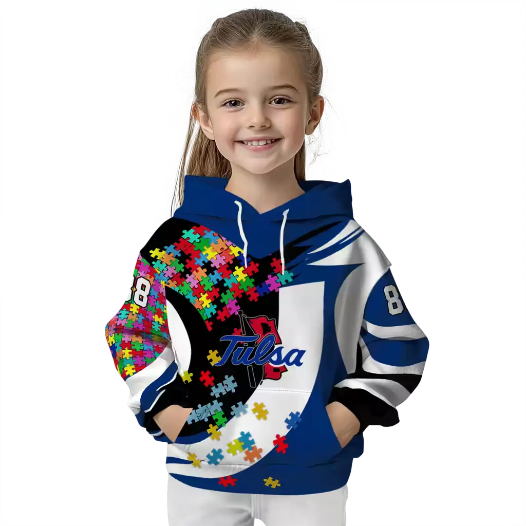 custom tulsa golden hurricane puzzle pieces blue hoodie top rated custom tulsa golden hurricane puzzle pieces blue hoodie top rated