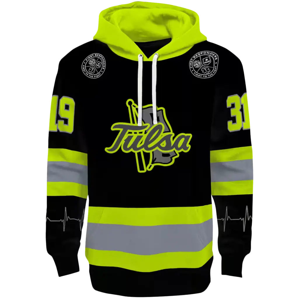 custom tulsa golden hurricane safety motif black neon green hoodie best selling custom tulsa golden hurricane safety motif black neon green hoodie best selling