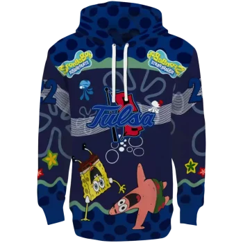 custom tulsa golden hurricane spongebob patrick star blue navy hoodie best selling