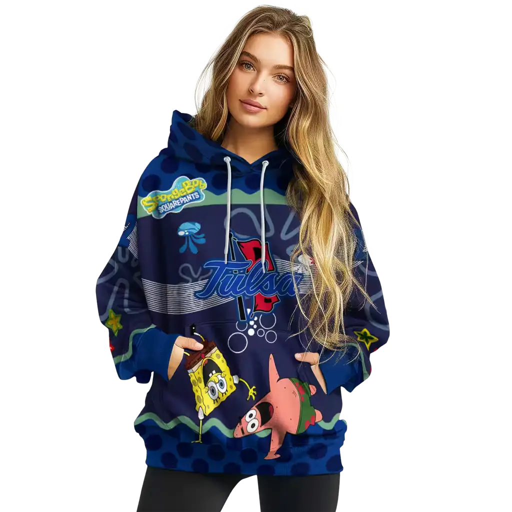 custom tulsa golden hurricane spongebob patrick star blue navy hoodie high quality custom tulsa golden hurricane spongebob patrick star blue navy hoodie high quality