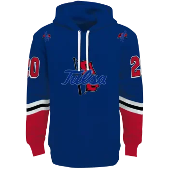 custom tulsa golden hurricane striped sleeves blue hoodie best selling