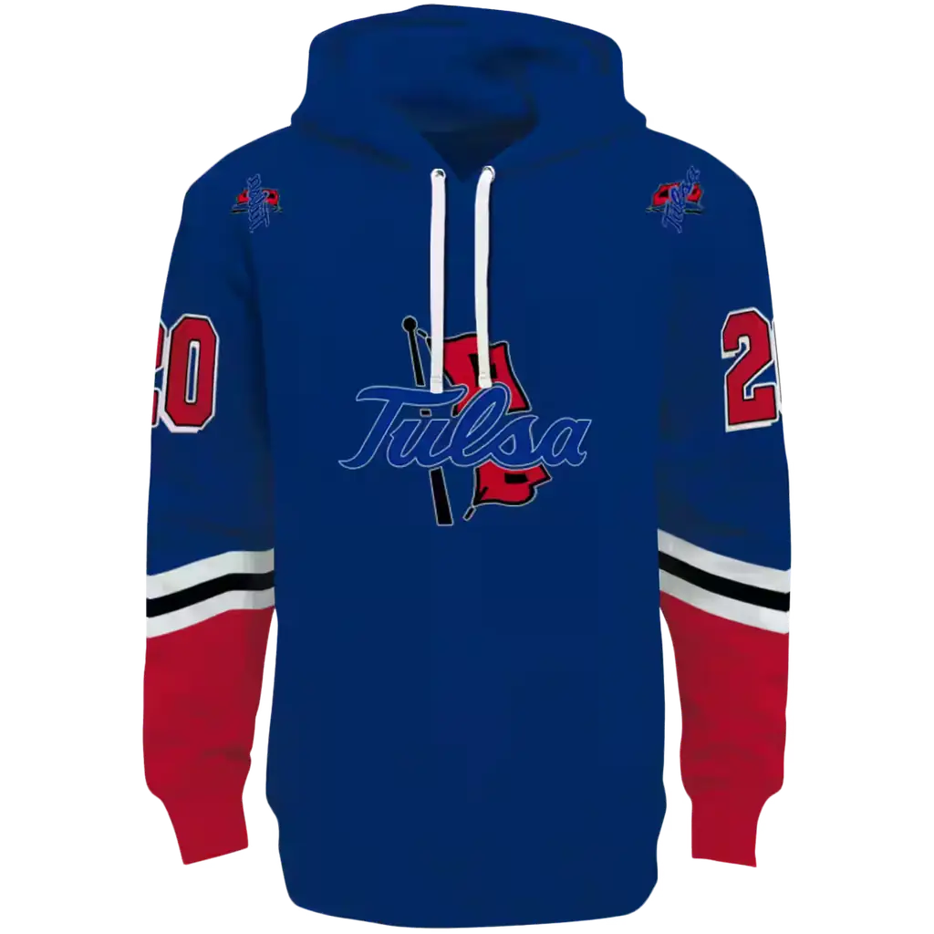 custom tulsa golden hurricane striped sleeves blue hoodie best selling custom tulsa golden hurricane striped sleeves blue hoodie best selling