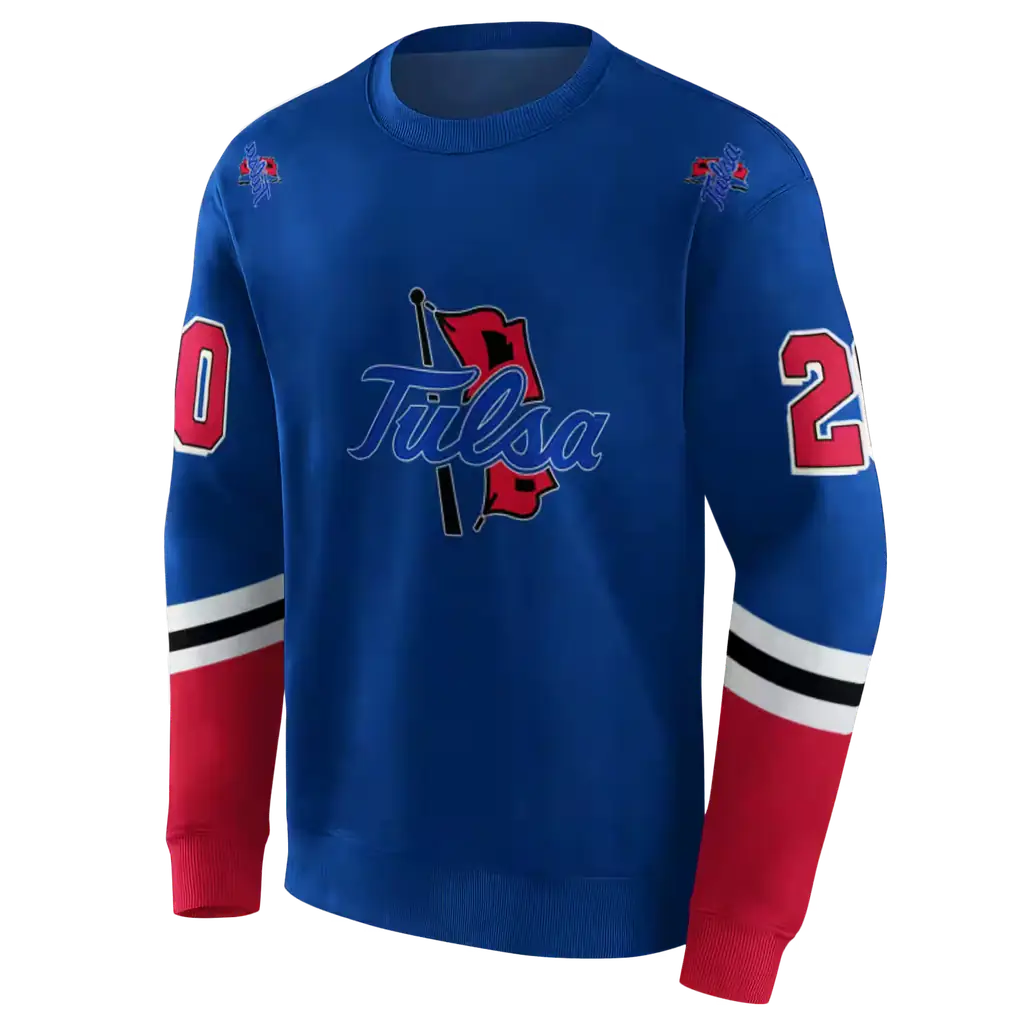 custom tulsa golden hurricane striped sleeves blue hoodie new arrival custom tulsa golden hurricane striped sleeves blue hoodie new arrival