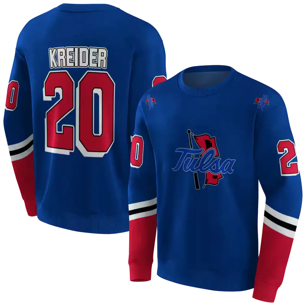 custom tulsa golden hurricane striped sleeves blue hoodie premium grade custom tulsa golden hurricane striped sleeves blue hoodie premium grade