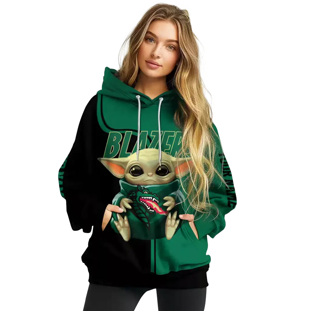 custom uab blazers baby yoda green black hoodie high quality custom uab blazers baby yoda green black hoodie high quality