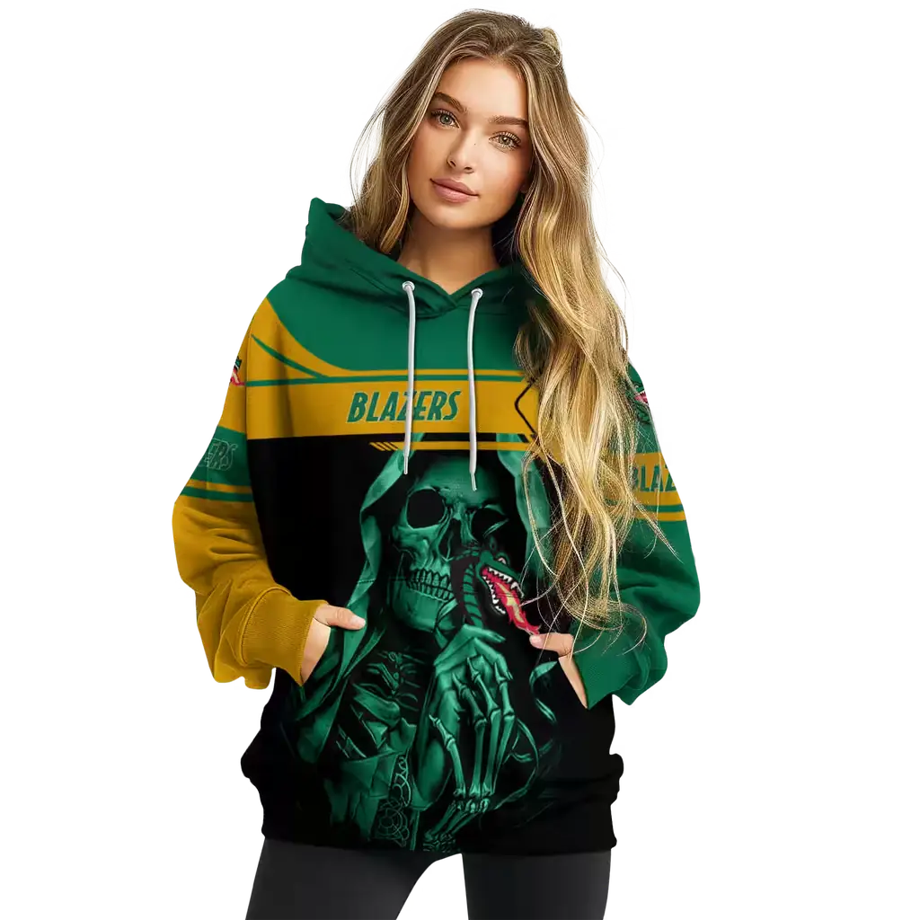 custom uab blazers grim reaper green black hoodie high quality custom uab blazers grim reaper green black hoodie high quality