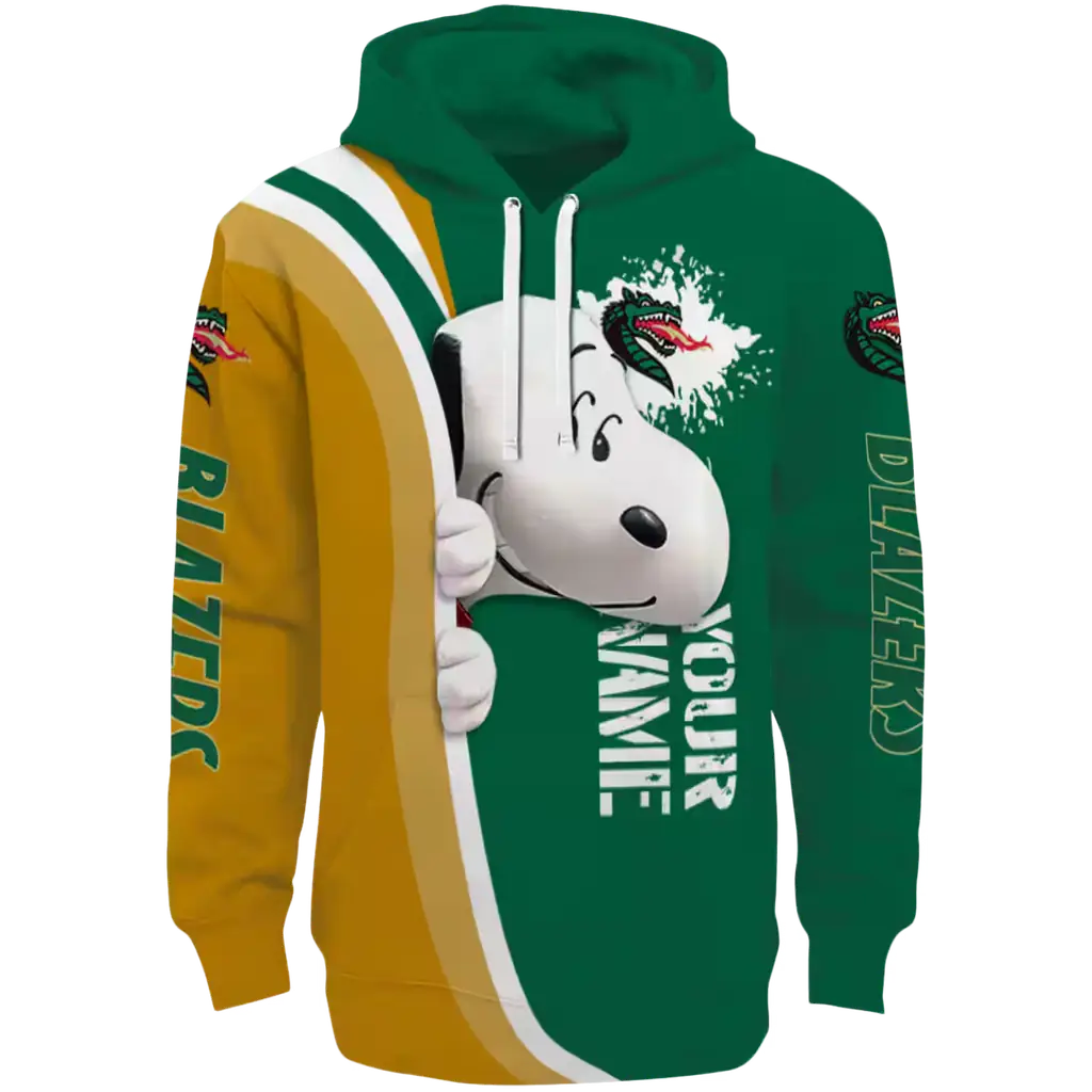 custom uab blazers peeking snoopy green hoodie best selling custom uab blazers peeking snoopy green hoodie best selling