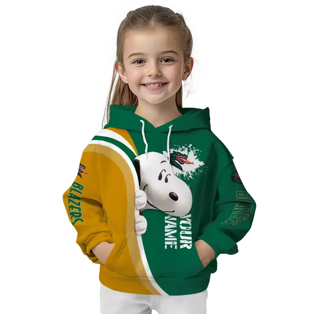 custom uab blazers peeking snoopy green hoodie top rated custom uab blazers peeking snoopy green hoodie top rated
