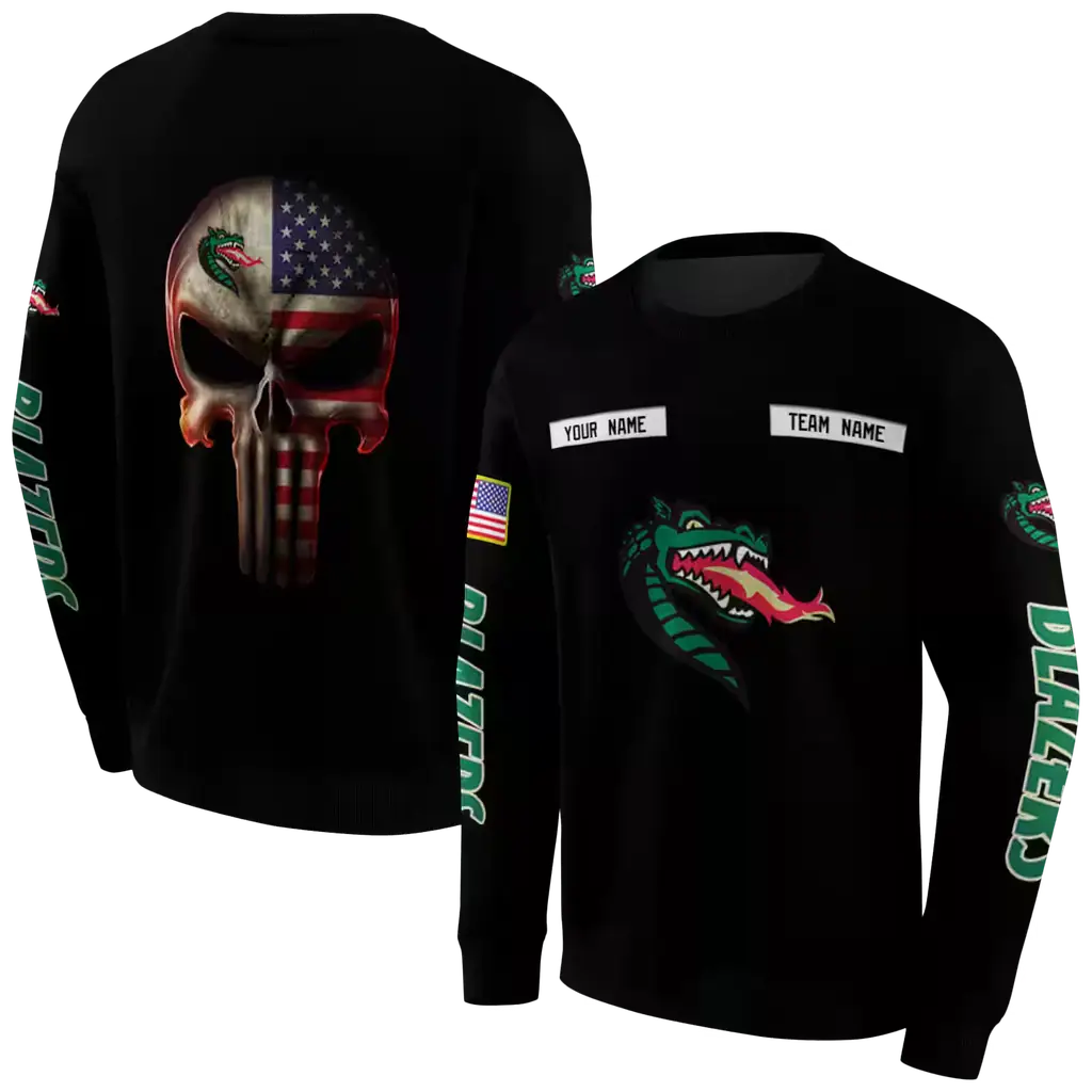 custom uab blazers punisher skull black hoodie premium grade custom uab blazers punisher skull black hoodie premium grade