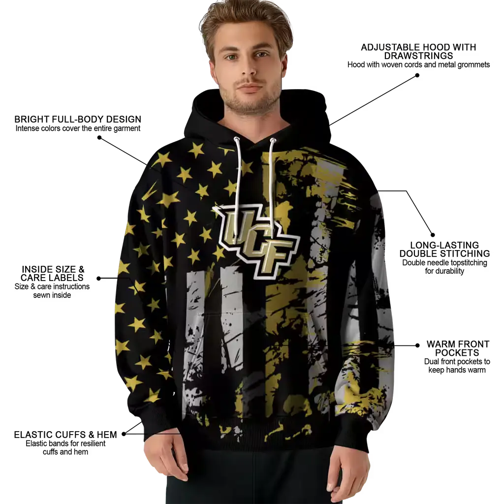 custom ucf knights distressed flag gold black hoodie latest model custom ucf knights distressed flag gold black hoodie latest model