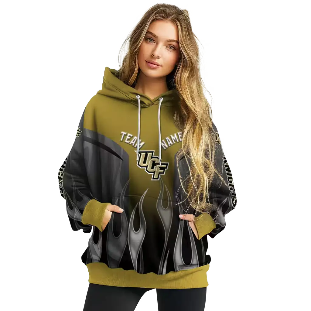 custom ucf knights flame design gold hoodie high quality custom ucf knights flame design gold hoodie high quality