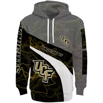 custom ucf knights hexagonal mesh gold black gray hoodie best selling