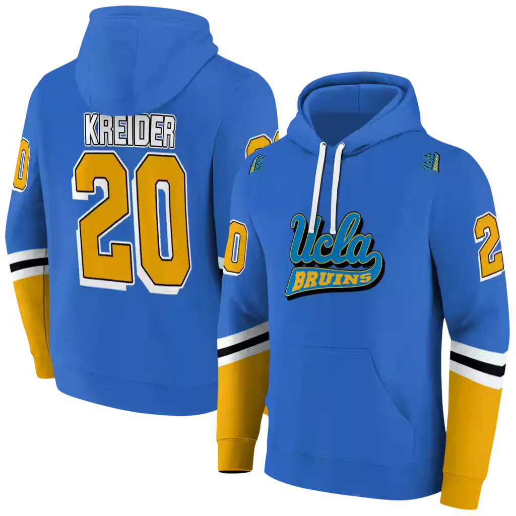 custom ucla bruins striped sleeves blue hoodie fashion forward custom ucla bruins striped sleeves blue hoodie fashion forward