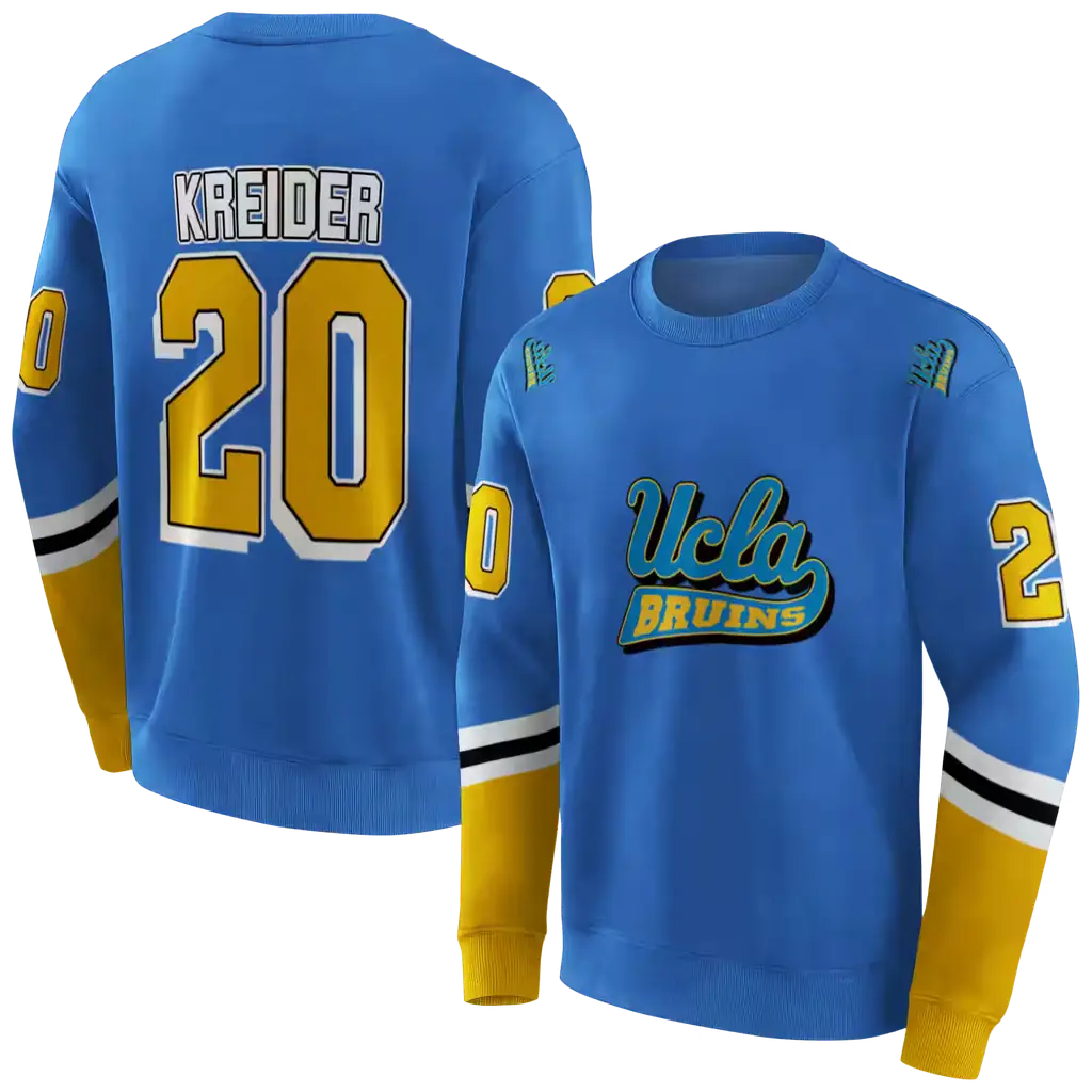 custom ucla bruins striped sleeves blue hoodie premium grade custom ucla bruins striped sleeves blue hoodie premium grade