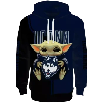 custom uconn huskies baby yoda blue black hoodie best selling
