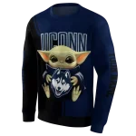 custom uconn huskies baby yoda blue black hoodie best selling