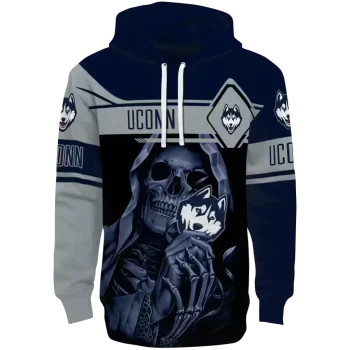 custom uconn huskies grim reaper blue black hoodie best selling