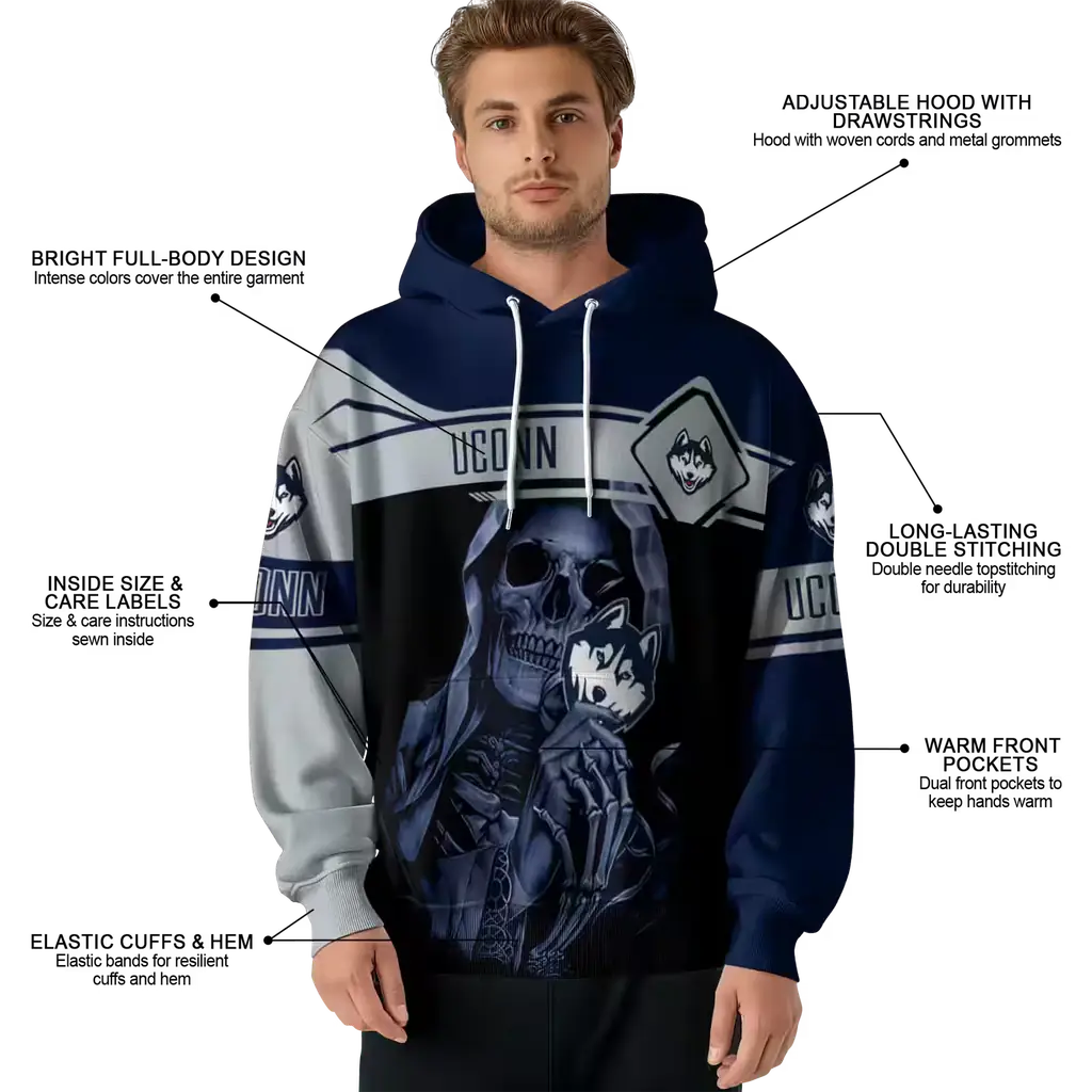 custom uconn huskies grim reaper blue black hoodie latest model custom uconn huskies grim reaper blue black hoodie latest model