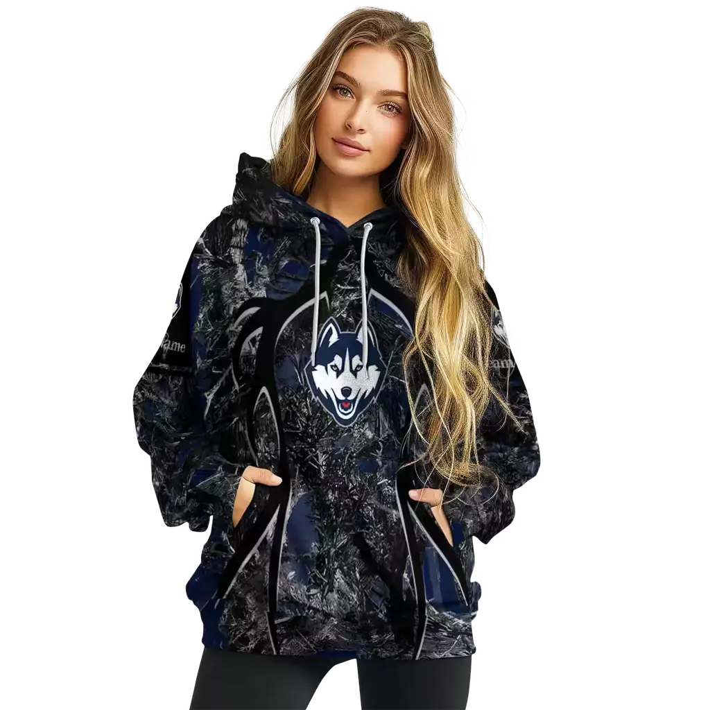 custom uconn huskies hunting theme blue black hoodie high quality custom uconn huskies hunting theme blue black hoodie high quality