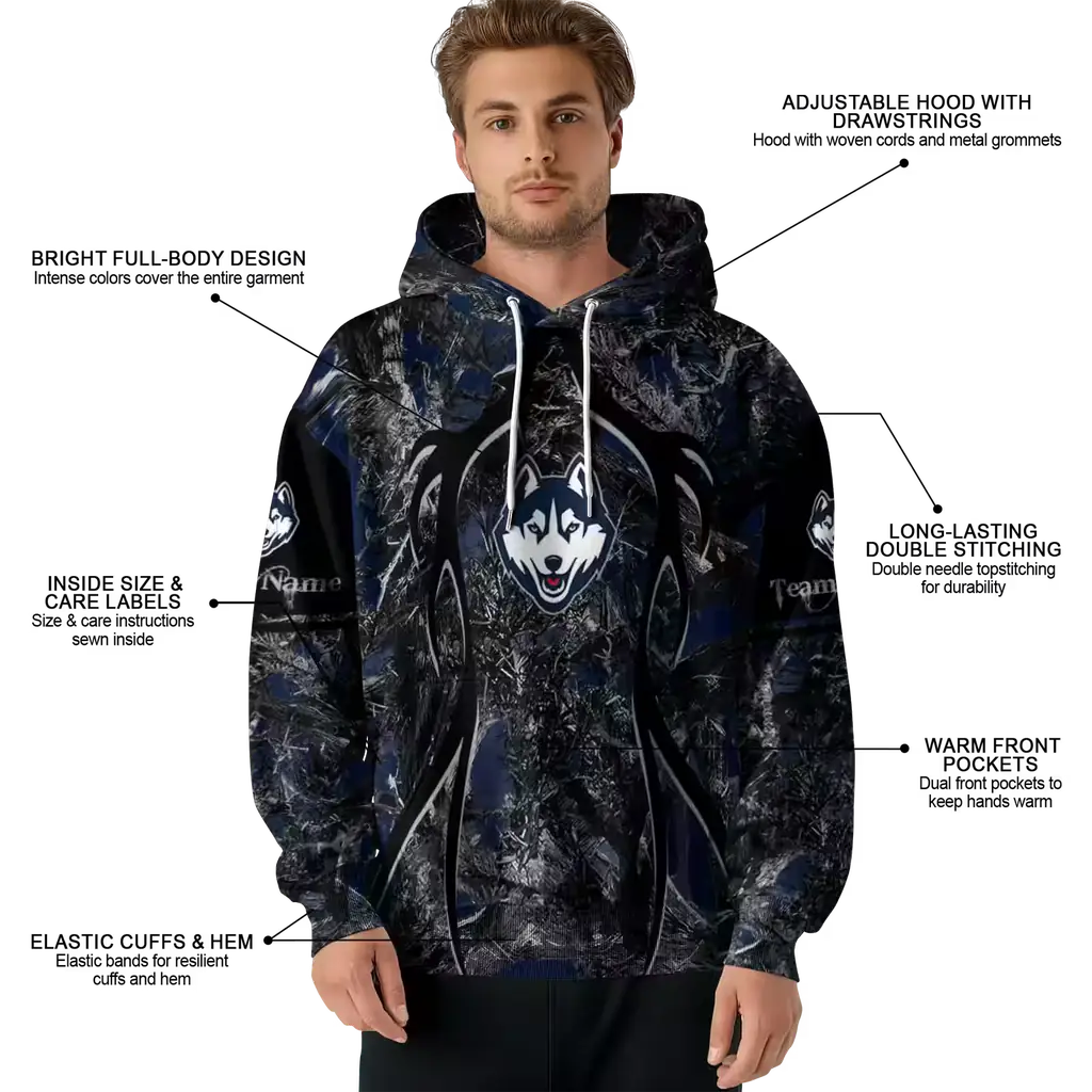 custom uconn huskies hunting theme blue black hoodie latest model custom uconn huskies hunting theme blue black hoodie latest model