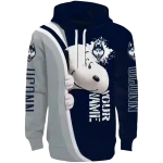 custom uconn huskies peeking snoopy blue hoodie best selling