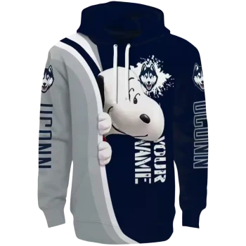 custom uconn huskies peeking snoopy blue hoodie best selling