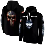 custom uconn huskies punisher skull black hoodie best selling