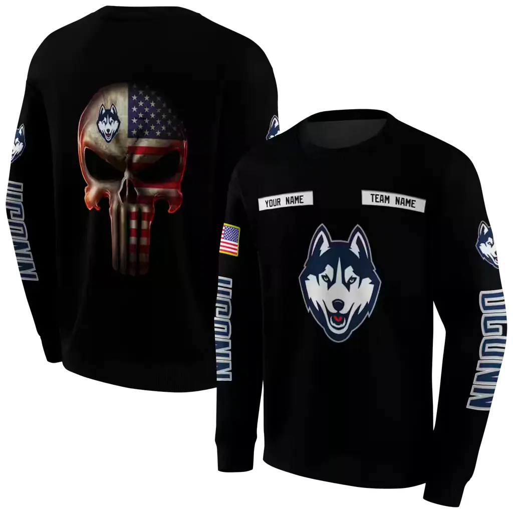 custom uconn huskies punisher skull black hoodie premium grade custom uconn huskies punisher skull black hoodie premium grade