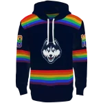 custom uconn huskies rainbow stripes blue hoodie best selling