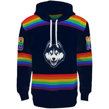 custom uconn huskies rainbow stripes blue hoodie best selling