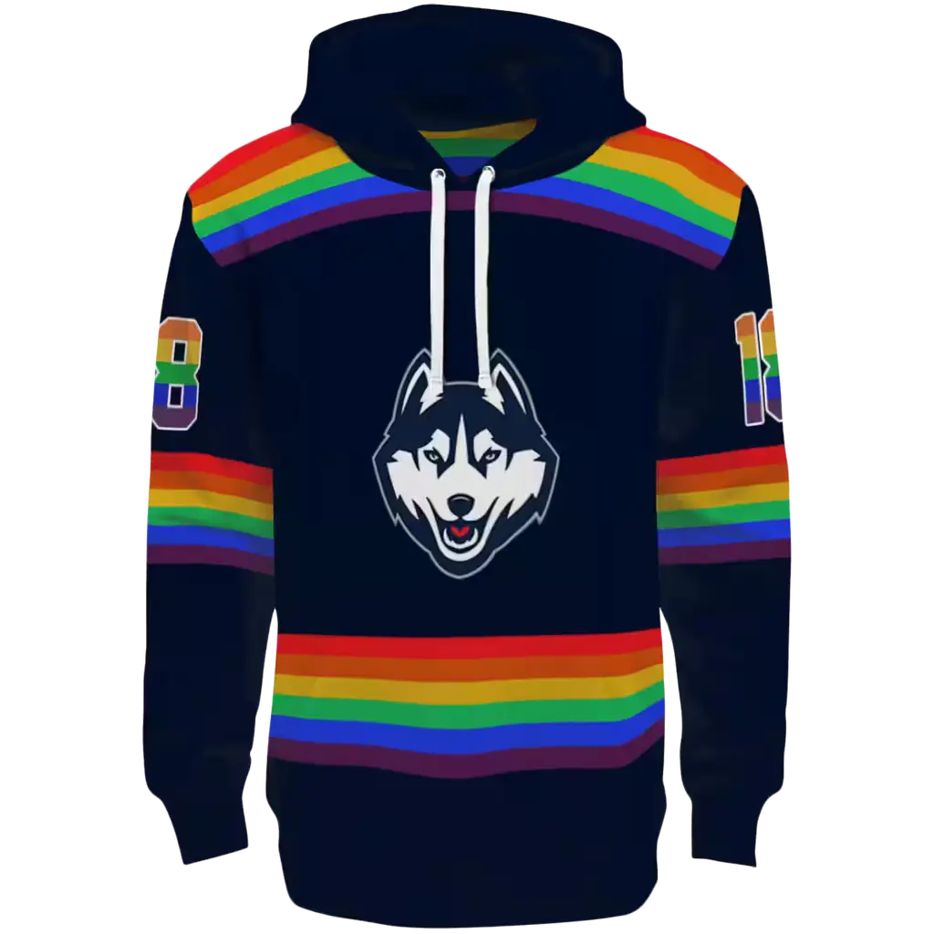 custom uconn huskies rainbow stripes blue hoodie best selling custom uconn huskies rainbow stripes blue hoodie best selling